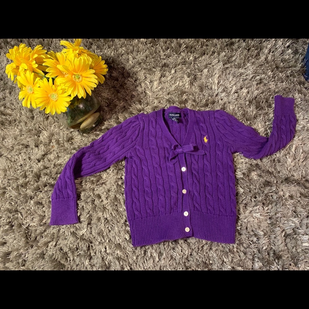 Purple Cable Knit Cardigan